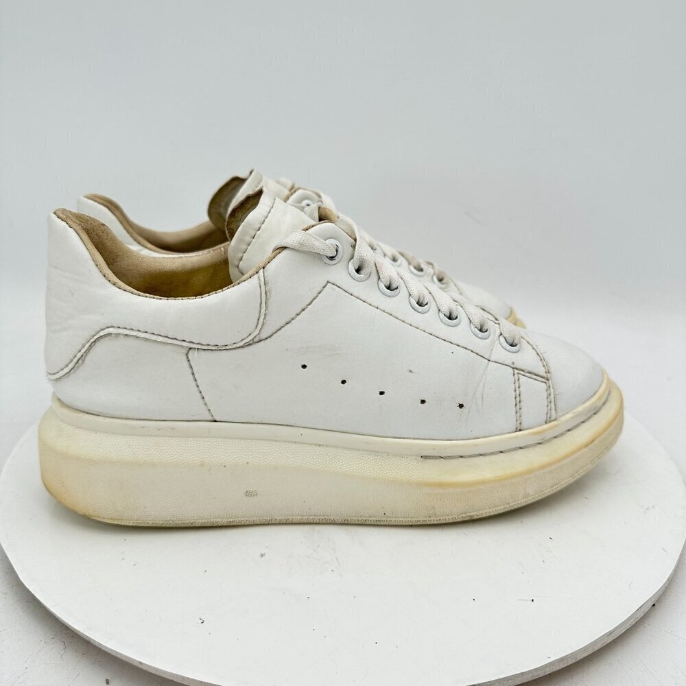 Alexander McQueen Women Size 7 White Leather Lace Up Platform Casual Shoes - Picture 4 of 13